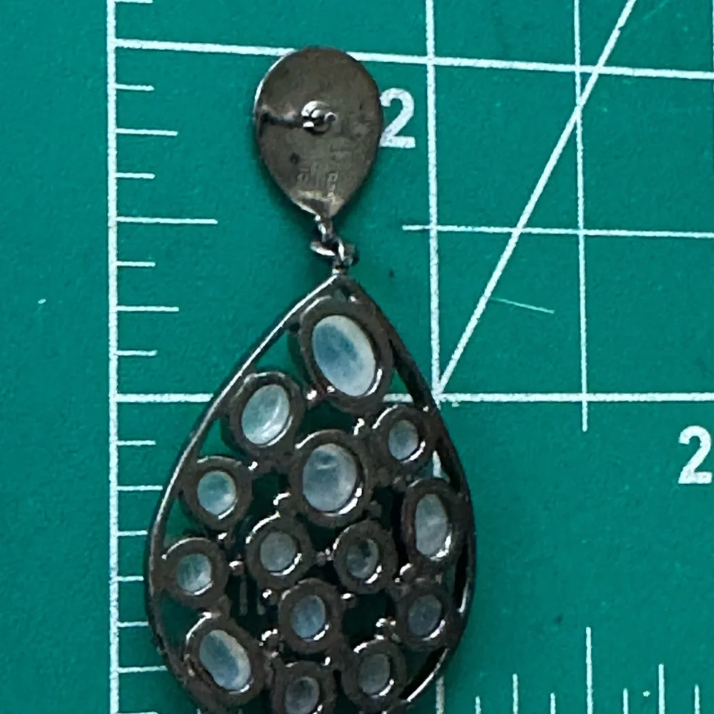 Rainbow moonstone sterling silver earrings - Picture 9 of 10